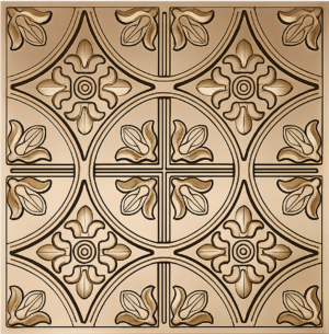 3D CEILING GOLDEN FRONT VIEW - Shortcut Ceiling Panels by Exclusive Corner - Champagne Gold Floral Design | 60 x 60 cm ( 2 x 2 ft)