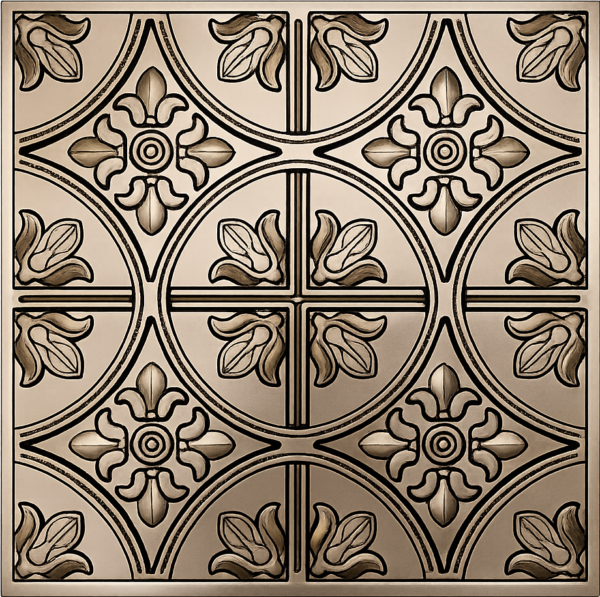 3D CEILING METALLIC COFFEE FRONT VIEW - Shortcut Ceiling Panels by Exclusive Corner - Metallic Coffee Floral Design | 60 x 60 cm ( 2 x 2 ft)