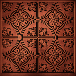 3D CEILING PANEL RED COPPER RUST FRONT VIEW Ceiling Panels by Exclusive Corner - Red Copper Floral Design | 60 x 60 cm ( 2 x 2 ft)