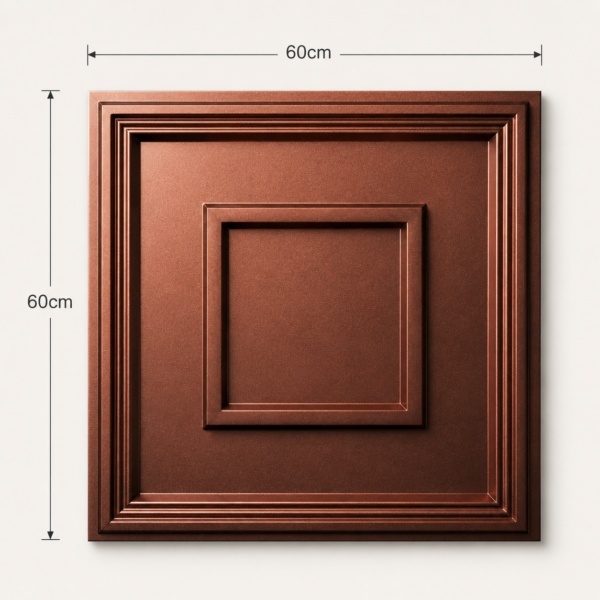 Ceiling Panels by Exclusive Corner - Red Copper Quadric Design | 60 x 60 cm ( 2 x 2 ft)