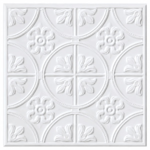3D CEILING PANEL WHITE FRONT VIEW Ceiling Panels by Exclusive Corner - Matt White Floral Design | 60 x 60 cm ( 2 x 2 ft)