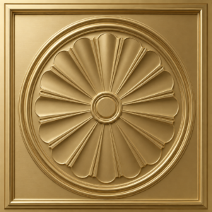 CEILING PANEL D-206 GOLDEN FRONT VIEW Ceiling Panels by Exclusive Corner - Champagne Gold Radial Design | 60 x 60 cm ( 2 x 2 ft)