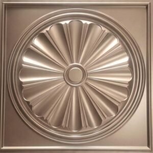 CEILING PANEL D-206 METALLIC COFFEE FRONT VIEW Ceiling Panels by Exclusive Corner - Metallic Coffee Radial Design | 60 x 60 cm ( 2 x 2 ft)