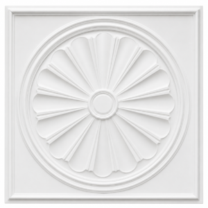 CEILING PANEL D-206 WHITE FRONT VIEW Ceiling Panels by Exclusive Corner - Matt White Radial Design | 60 x 60 cm ( 2 x 2 ft)