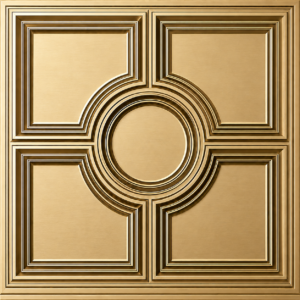 CEILING PANEL GOLDEN D-079 FRONT VIEW Ceiling Panels by Exclusive Corner - Champagne Gold Geometric Design | 60 x 60 cm ( 2 x 2 ft)