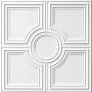 CEILING PANEL WHITE D-079 FRONT VIEW Ceiling Panels by Exclusive Corner - Matt White Geometric Design | 60 x 60 cm ( 2 x 2 ft)