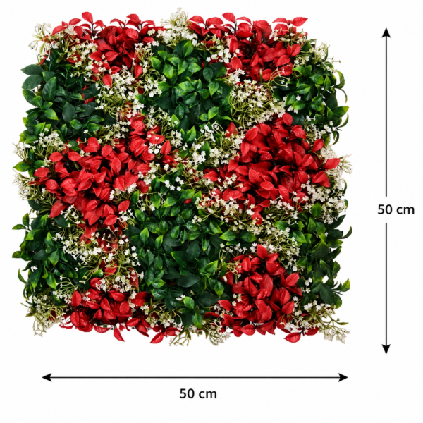 ChatGPT Image Jul 8, 2026, 06_02_16 PM Grass Tiles by Vertical Garden - Crimson Floral Harmony | 50 x 50 cm