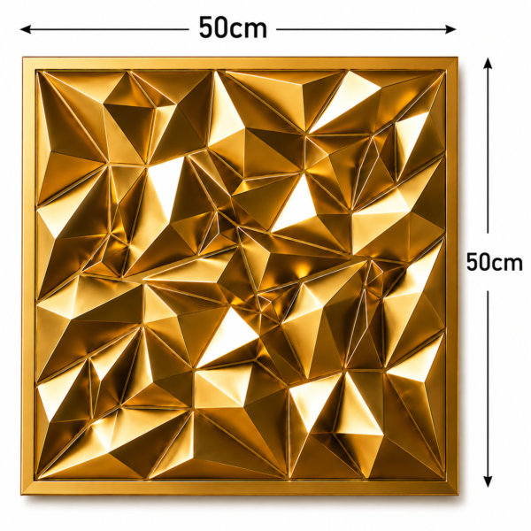 3D PVC Wall Panels for Home Décor – Golden Crystal Geometric Design | 50 × 50 cm