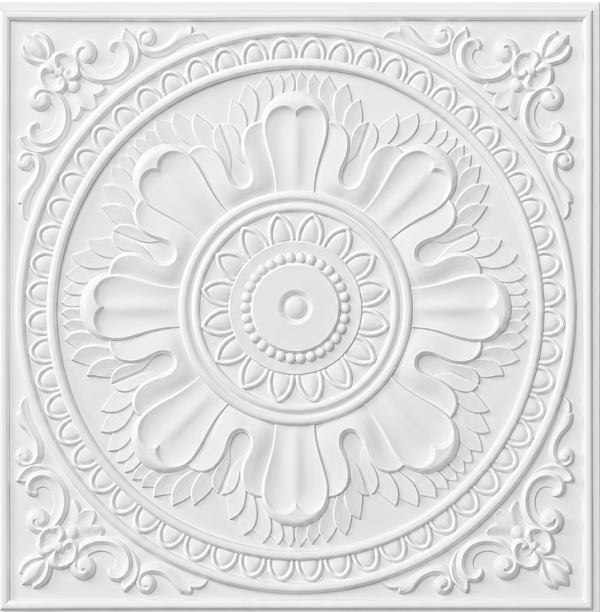 Ceiling Panels by Exclusive Corner - Matt White Medallion Design | 60 x 60 cm ( 2 x 2 ft)