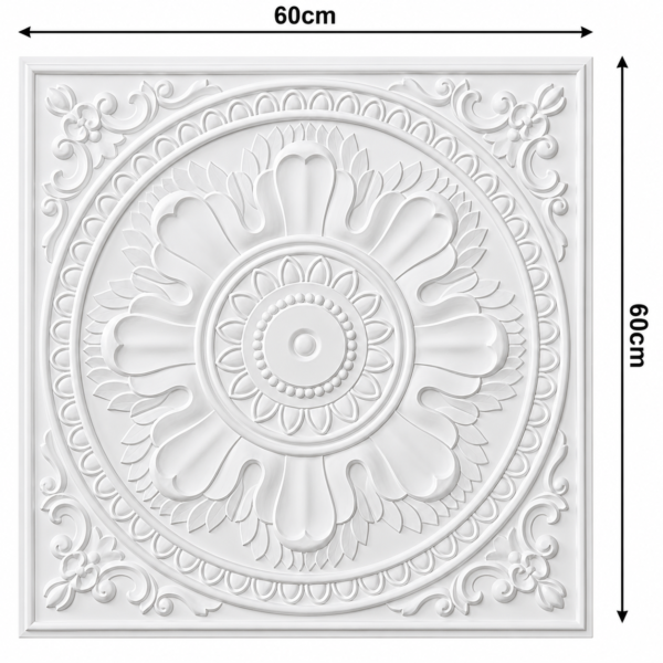 Ceiling Panels by Exclusive Corner - Matt White Medallion Design | 60 x 60 cm ( 2 x 2 ft)