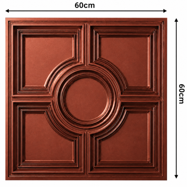 Ceiling Panels by Exclusive Corner - Red Copper Geometric Design | 60 x 60 cm ( 2 x 2 ft)