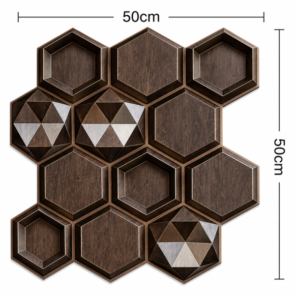 ChatGPT Image Jun 27, 2026, 01_55_00 PM 3D Self Adhesive Wall Panels - Ebony Wood Hexalux Design | 50 x 50 cm