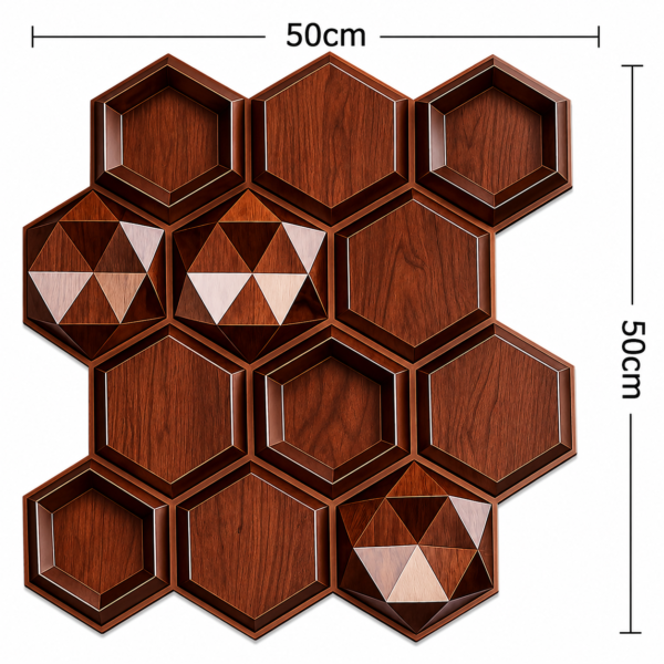 ChatGPT Image Jun 27, 2026, 02_03_14 PM 3D Self Adhesive Wall Panels - Wooden Hexalux Design | 50 x 50 cm