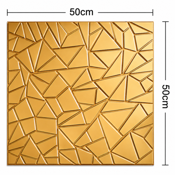 3D Self Adhesive Wall Panels - Golden Abstract Shard Design | 50 x 50 cm