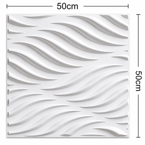 3D Self Adhesive Wall Panels - White Flowing Wave Design | 50 x 50 cm