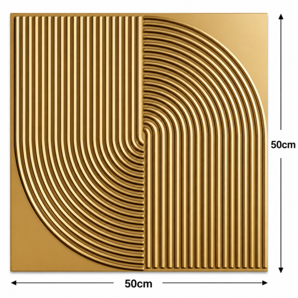 3D Self Adhesive Wall Panels - Golden Arc Symphony Design | 50 x 50 cm