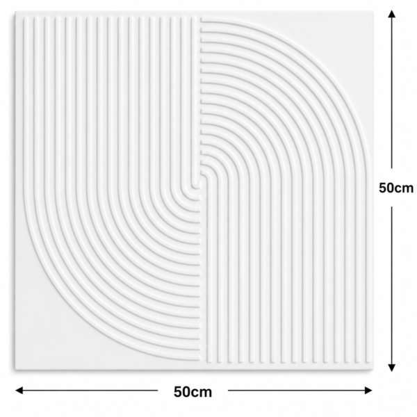 3D Self Adhesive Wall Panels - White Arc Symphony Design | 50 x 50 cm