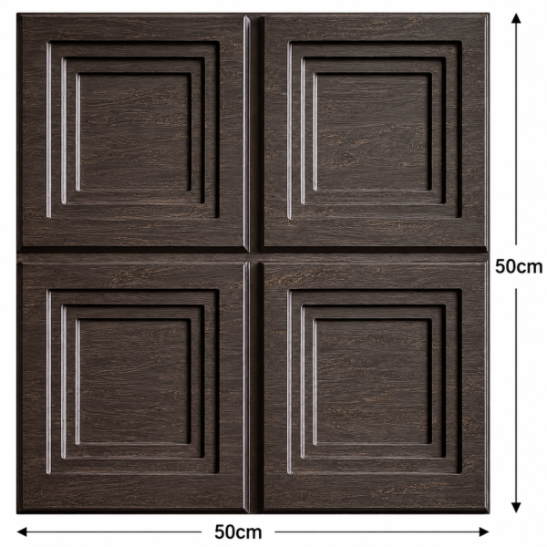 ChatGPT Image Jun 27, 2026, 03_20_44 PM 3D Self Adhesive Wall Panels - Ebony Wood Royal Frame Design | 50 x 50 cm
