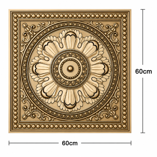 ChatGPT Image Jun 27, 2026, 11_57_06 AM Ceiling Panels by Exclusive Corner - Metallic Coffee Medallion Design | 60 x 60 cm ( 2 x 2 ft)