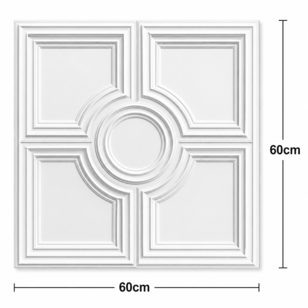 ChatGPT Image Jun 27, 2026, 12_11_48 PM Ceiling Panels by Exclusive Corner - Matt White Geometric Design | 60 x 60 cm ( 2 x 2 ft)