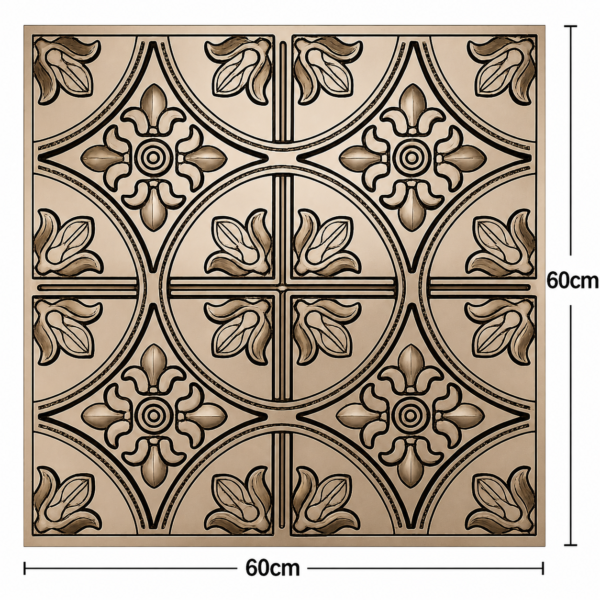 ChatGPT Image Jun 27, 2026, 12_37_43 PM Ceiling Panels by Exclusive Corner - Metallic Coffee Floral Design | 60 x 60 cm ( 2 x 2 ft)