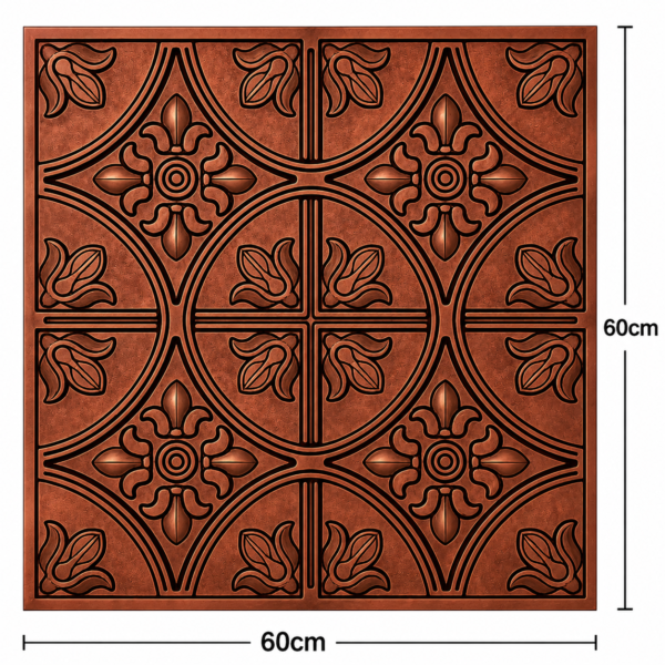 ChatGPT Image Jun 27, 2026, 12_39_23 PM Ceiling Panels by Exclusive Corner - Red Copper Floral Design | 60 x 60 cm ( 2 x 2 ft)