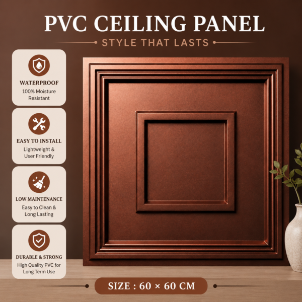 Ceiling Panels by Exclusive Corner - Red Copper Quadric Design | 60 x 60 cm ( 2 x 2 ft)
