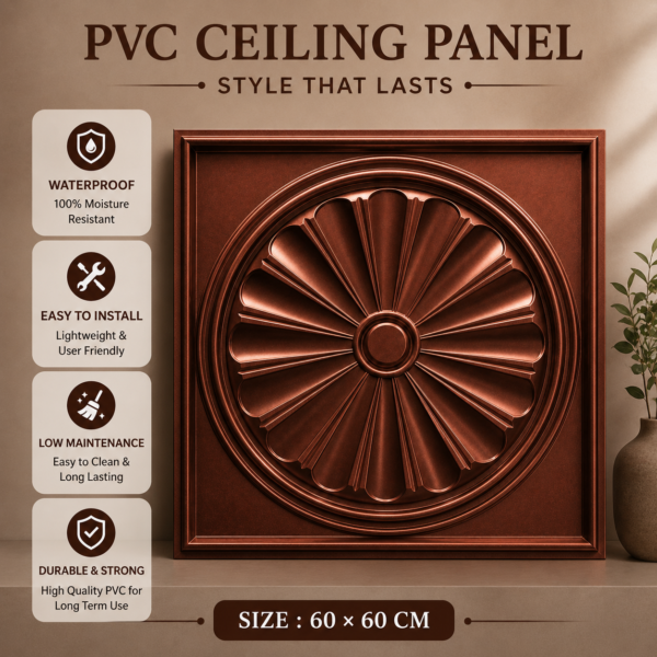 Ceiling Panels by Exclusive Corner - Red Copper Radial Design | 60 x 60 cm ( 2 x 2 ft)