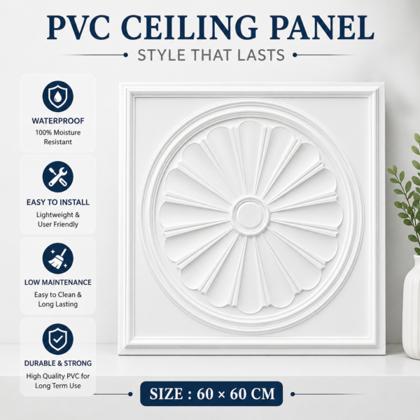 Ceiling Panels by Exclusive Corner - Matt White Radial Design | 60 x 60 cm ( 2 x 2 ft)