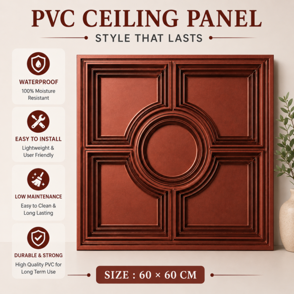 Ceiling Panels by Exclusive Corner - Red Copper Geometric Design | 60 x 60 cm ( 2 x 2 ft)