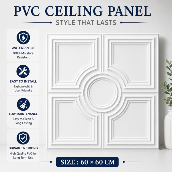 ChatGPT Image Jun 29, 2026, 04_21_30 PM Ceiling Panels by Exclusive Corner - Matt White Geometric Design | 60 x 60 cm ( 2 x 2 ft)