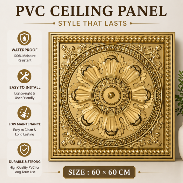 ChatGPT Image Jun 29, 2026, 04_28_59 PM Ceiling Panels by Exclusive Corner - Champagne Gold Medallion Design | 60 x 60 cm ( 2 x 2 ft)