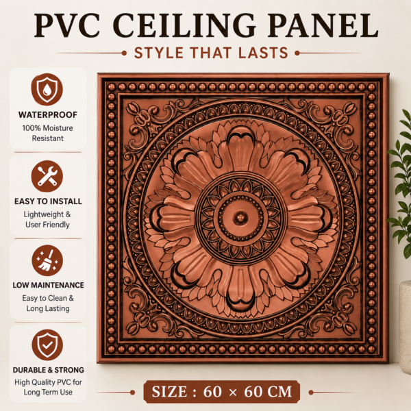Ceiling Panels by Exclusive Corner - Red Copper Medallion Design | 60 x 60 cm ( 2 x 2 ft)