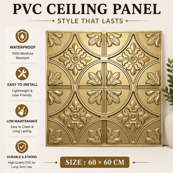 ChatGPT Image Jun 29, 2026, 04_37_17 PM Ceiling Panels by Exclusive Corner - Champagne Gold Floral Design | 60 x 60 cm ( 2 x 2 ft)