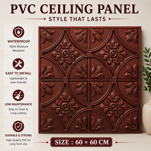 ChatGPT Image Jun 29, 2026, 04_38_20 PM Ceiling Panels by Exclusive Corner - Red Copper Floral Design | 60 x 60 cm ( 2 x 2 ft)