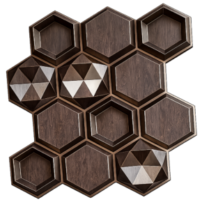 D-084 EBONY WOOD 3D Self Adhesive Wall Panels - Ebony Wood Hexalux Design | 50 x 50 cm