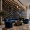 D-084 Ebony Grey wall view 3D Self Adhesive Wall Panels - Ebony Wood Hexalux Design | 50 x 50 cm