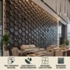D-084 Ebony grey Feature View 3D Self Adhesive Wall Panels - Ebony Wood Hexalux Design | 50 x 50 cm