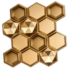 3D Self Adhesive Wall Panels - Golden Hexalux Design | 50 x 50 cm