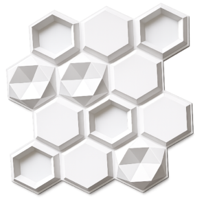3D Self Adhesive Wall Panels - White Hexalux Design | 50 x 50 cm