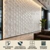 D-084 WHITE Feature view 3D Self Adhesive Wall Panels - White Hexalux Design | 50 x 50 cm