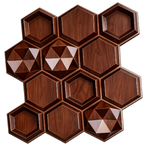 3D Self Adhesive Wall Panels - Wooden Hexalux Design | 50 x 50 cm