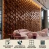 D-084 Wooden Feature view 3D Self Adhesive Wall Panels - Wooden Hexalux Design | 50 x 50 cm