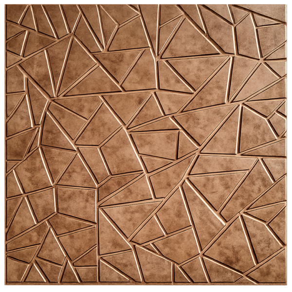 D-103 GOLD COPPER RUST 3D Self Adhesive Wall Panels - Gold Copper Rust Abstract Shard Design | 50 x 50 cm