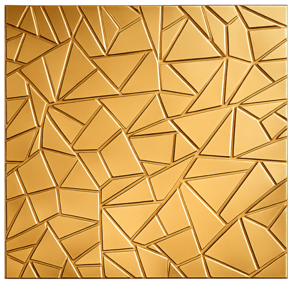 3D Self Adhesive Wall Panels - Golden Abstract Shard Design | 50 x 50 cm