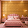 3D Self Adhesive Wall Panels - Golden Abstract Shard Design | 50 x 50 cm