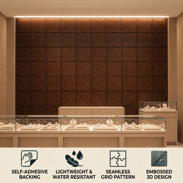 D-103 WOODEN Feature view 3D Self Adhesive Wall Panels - Wooden Abstract Shard Design | 50 x 50 cm