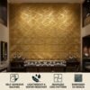 3D Self Adhesive Wall Panels - Golden Flowing Wave Design | 50 x 50 cm