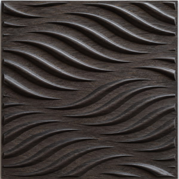 D-184 EBONY WOOD 3D Self Adhesive Wall Panels - Ebony Wood Flowing Wave Design | 50 x 50 cm