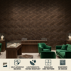 D-184 Ebony Grey Wood 3D Self Adhesive Wall Panels - Ebony Wood Flowing Wave Design | 50 x 50 cm